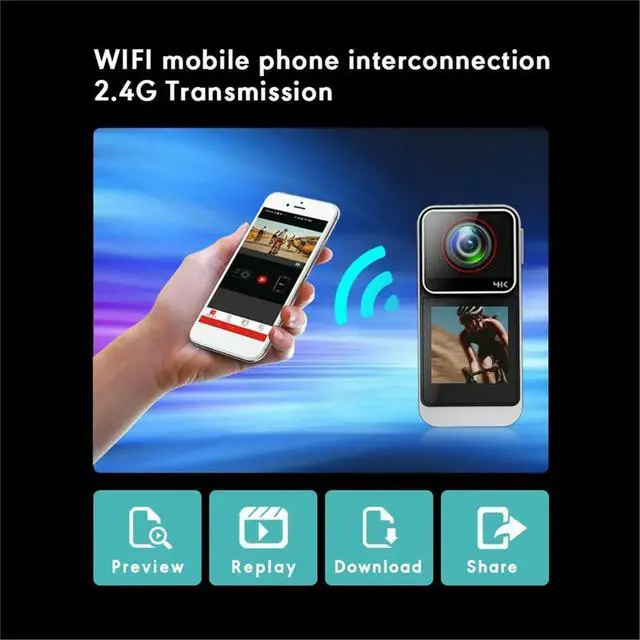 Alt view image 3 of 6 - 4K Action Camera Touch Screen Thumb Camera with Waterproof Case Stabilization Magnetic Motorcycle Bike Bodycam