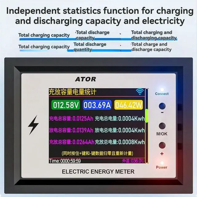 Alt view image 3 of 6 - Capacity Tester Coulomb Meter 500A Volt-Ammeter Power Monitor with 80A Relay for 0-420V