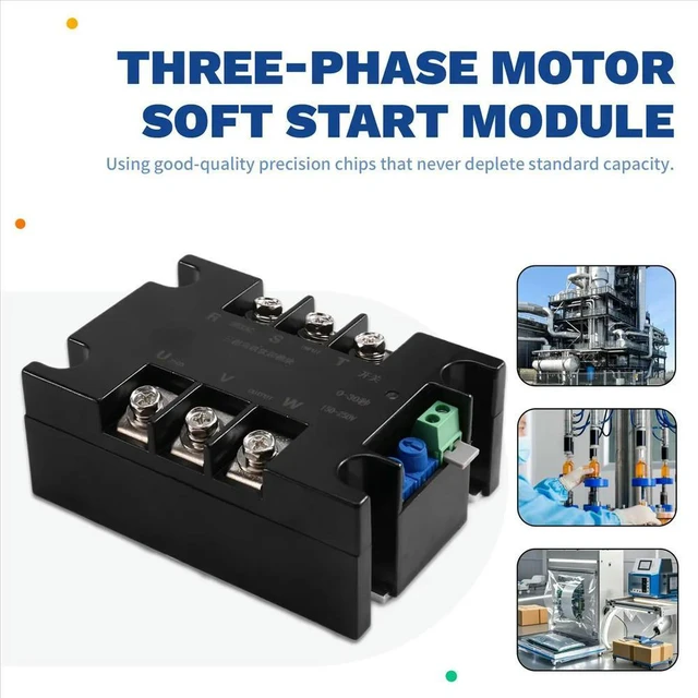 Alt view image 2 of 6 - Three-Phase Motor Soft Start Module Soft Start Cabinet Soft Stop Slow Start Online Step-Down Soft Starter 30WA-R1 3KW