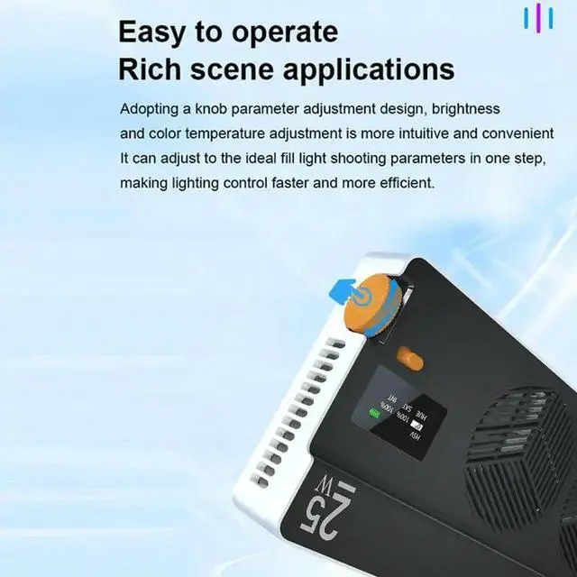 Alt view image 3 of 6 - 25W RGB Full-Color Camera Fill Light Outdoor Live Streaming Photography Camera Lighting with 3350mAh