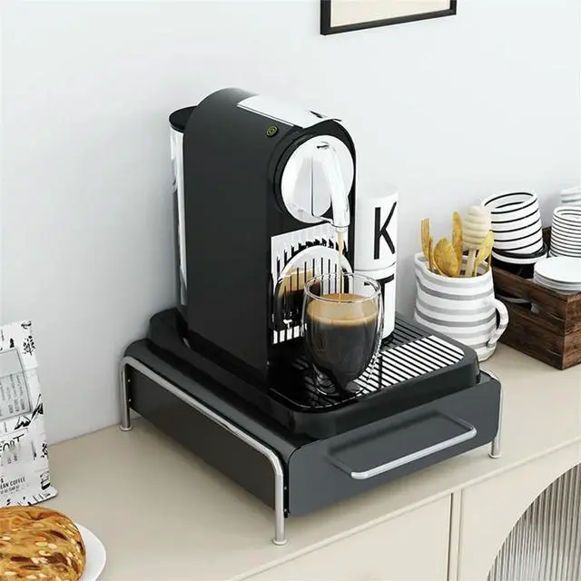 Main image of Elegant l Coffee Pod Holder with Drawer - Kitchen Countertop Organizer for Capsules, Tea Bags & More Black