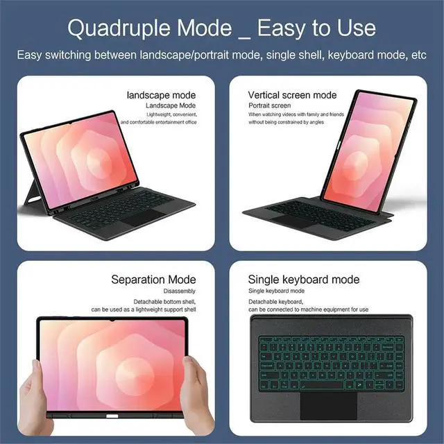 Alt view image 2 of 6 - TouchPad Keyboard Case for Galaxy Tab S11 /S11 Ultra SM-X730 X736B 2025 Tablet Cover with Pencil Holder 14.6''