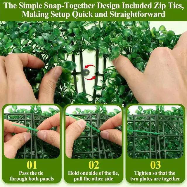Alt view image 3 of 6 - 25Pcs Artificial Grass Wall Panels 10" X 10" Greenery Backdrop UV-Protected for Decor Wedding Garden Fence Decorations