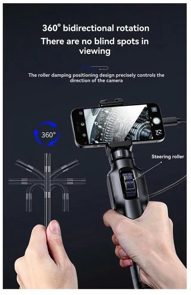 Main image of 2MP Industrial Borescope Endoscope for Cars Inspection Mini Type Camera 360 Degree Rotation with 8 LED for phone