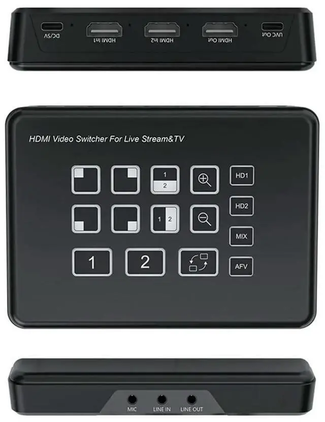 Alt view image 3 of 6 - Dual HDMI-Compatible Live Streaming Video Switch 2CH Live Broadcast Camera Video Mixer Switcher EU Plug