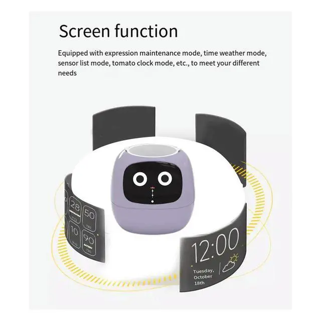 Alt view image 2 of 6 - AI Pet Flowerpot Planting Robot 7 Sensors Planter Plant Time Temperature Display Flower Pots Yellow