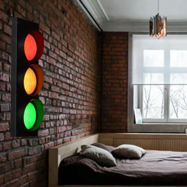 Alt view image 3 of 6 - 15W LED Red Green Yellow Wall Light with Remote Control Vintage Industrial Style Lighting for Bar, Restaurant Indoor Use