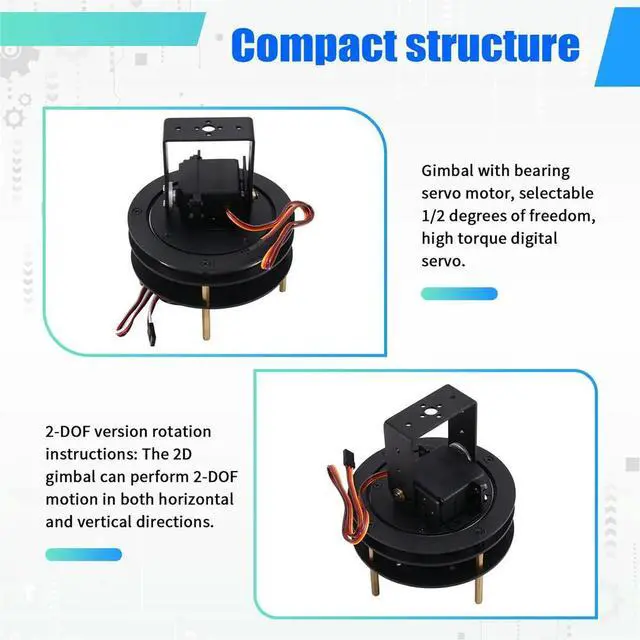 Alt view image 2 of 6 - Two Dimensional Electric Pan Tilt Camera Bracket, Degree of Freedom Rotating Base,Competition Servo Pan Tilt Module