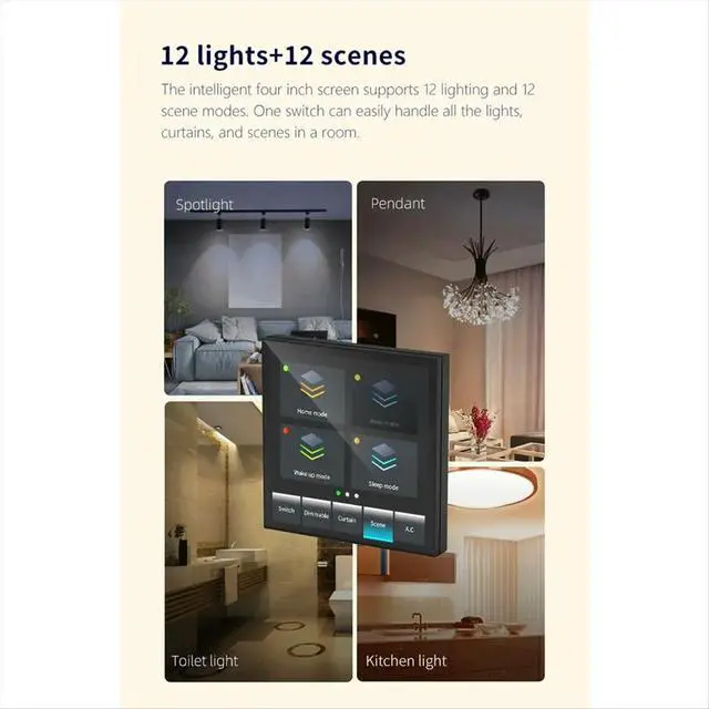 Alt view image 5 of 6 - Switch with Built-in Offline Voice, Infrared, 4-Inch Screen,for Tuya-Zigbee, Energy-Saving Multi-Function Control