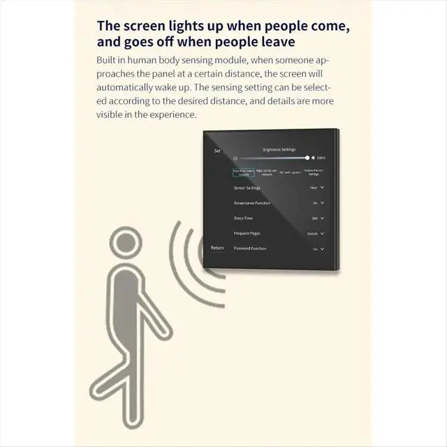 Alt view image 4 of 6 - Switch with Built-in Offline Voice, Infrared, 4-Inch Screen,for Tuya-Zigbee, Energy-Saving Multi-Function Control