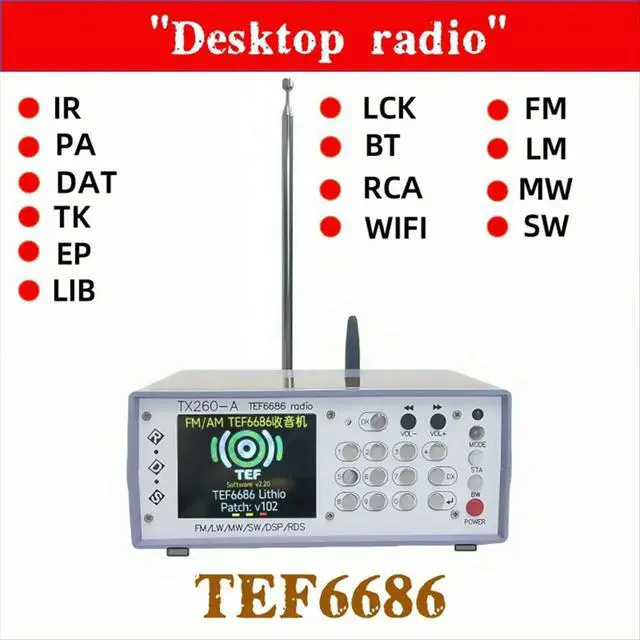 Alt view image 6 of 6 - RX260 Desktop Radio Stereo TEF6686 High Sensitivity Radio Infrared Bluetooth Transmitter with Remote Control