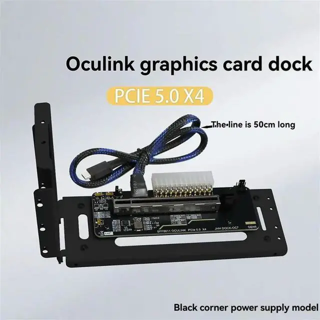 Alt view image 6 of 6 - GPU OCuLink GPU Dock PCIe 5.0x4 GDP Laptop to External Video Graphics Card M.2 Oculink SFF8611 to PCIE X16 Bend White