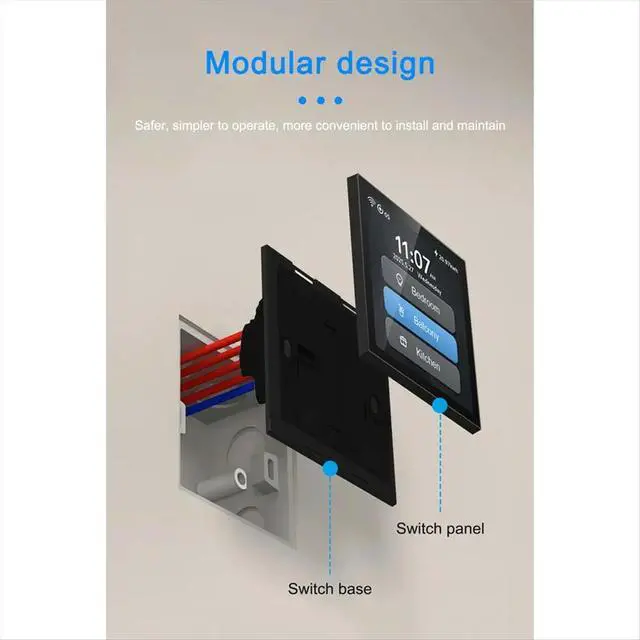 Alt view image 5 of 6 - Tuya 4inch Touch Screen Switch Support 1/2/3Gang/Curtain/Roller Blind Switch 6in1 Multi Language for Alexa