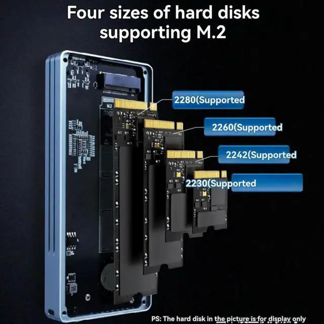 Alt view image 6 of 6 - M.2 SSD Enclosure 40Gbps M.2 NVMe Case USB4/USB3.2 Type C SSD Case Cooling for 2280/2230 SSD Disk for Thunderbolt 4/3 B