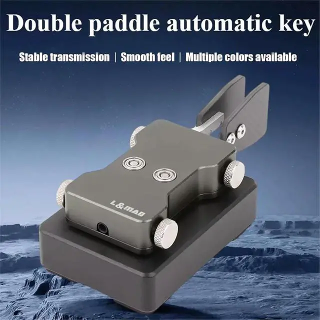 Alt view image 3 of 3 - Double-Paddle Automatic CW Key 3.5mm Shortwave Radio Morse Code Key Telegraph Training Key B