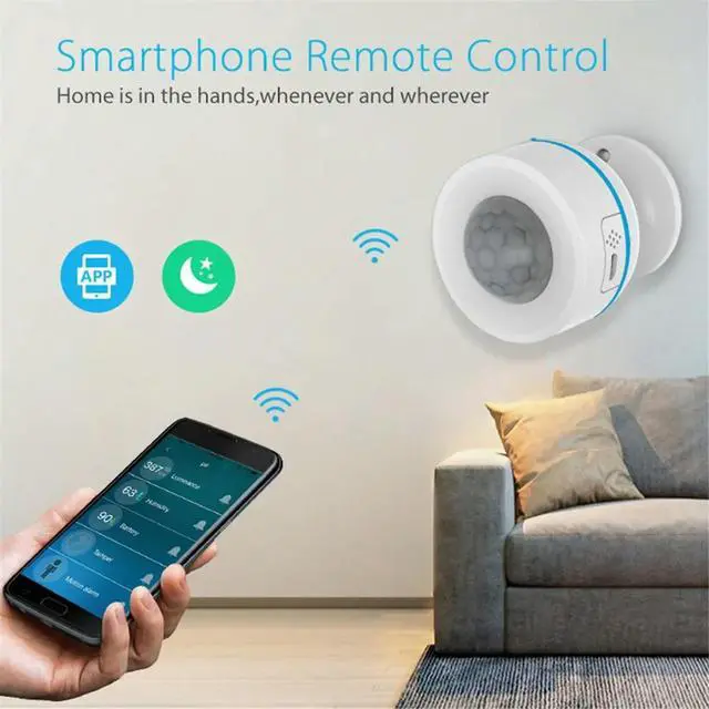 Alt view image 2 of 6 - 4PCS Z-Wave 700 PIR Motion Detector with Temperature Humidity Light Sensor Home Automation Work with thing Vera B