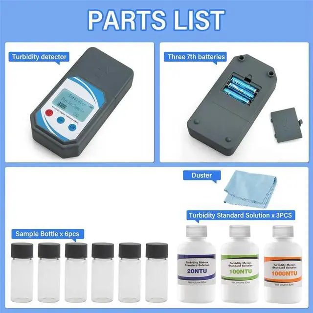 Main image of Digital Turbidity Meter 0-1000NTU Handheld LCD Turbidimeter Water Tester for Drinking Water Aquarium Wastewater Use
