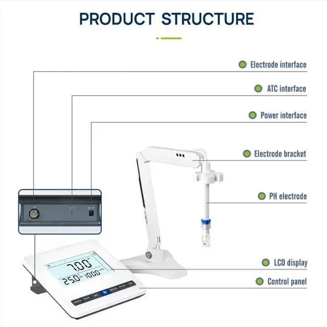 Alt view image 3 of 6 - 6 Inches Benchtop Digital PH Testing Meter PH Meter oratory Analysis Instrument PH Meter to Detect Water (EU)
