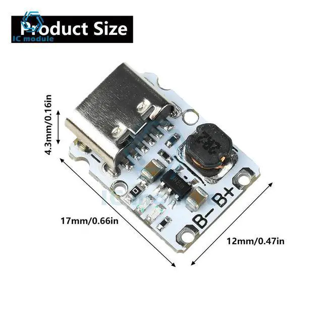 Alt view image 6 of 6 - DC 5V Charge/Discharge Module 1.2A Mini Li-ion Charging Module Boost Power Supply Board with Protection Type C