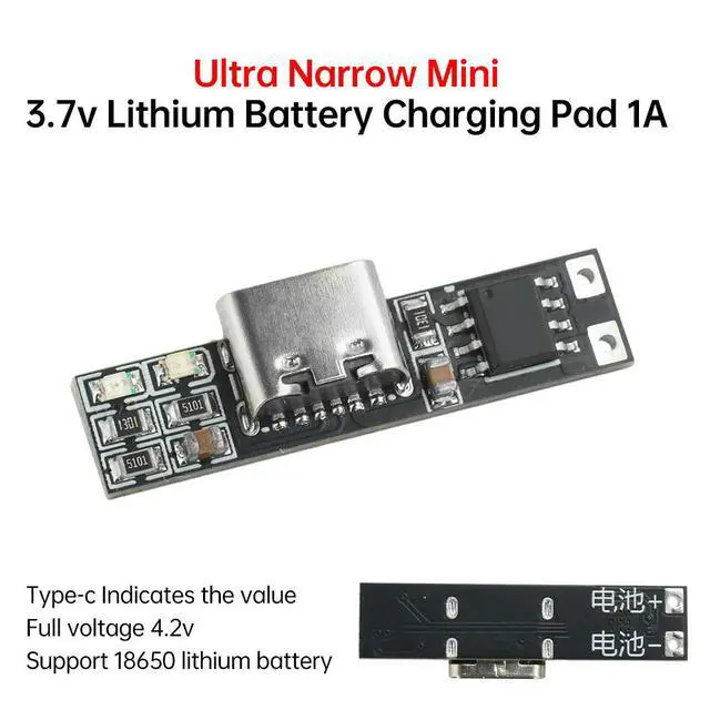 Alt view image 4 of 6 - DC 3.7V Ultra-Narrow And Ultra-Charger Module Li-Ion Charging Board 1A 4.2V Charger Module Type-C Electronic Kit