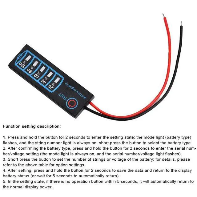 Alt view image 5 of 6 - Level Indicator 3-Series Ternary Lithium Lithium Iron Phosphate Lead-Acid Capacity Display Tester Module