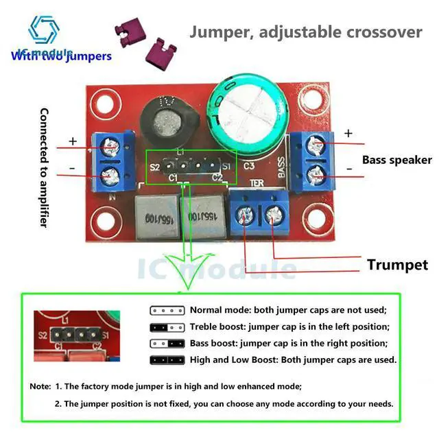 Alt view image 6 of 6 - Adjustable Two Way Crossover HIFI Speaker High And Low Frequency Car Tweeter Bass Audio Speaker Divider DIY Home