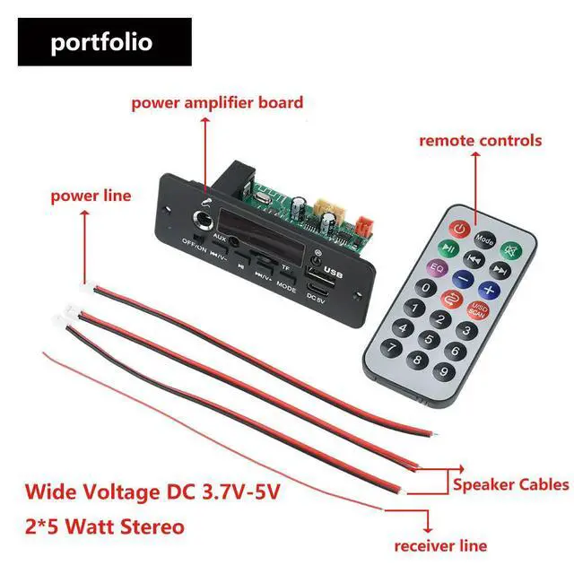 Alt view image 4 of 6 - DC 3.7-5V Digital Amplifier MP3 Decoder Board Bluetooth-compatible 5.0 FM Support Microphone Car MP3 Player with Remote Switch