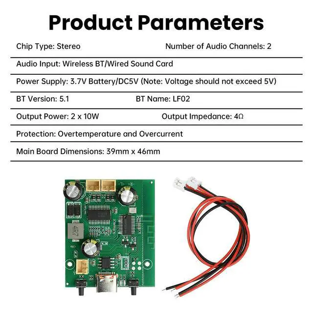 Alt view image 4 of 6 - DC5V/3.7V TWS Digital Stereo Audio Power Amplifier Board Bluetooth-compatible 10W+10W 2Channel