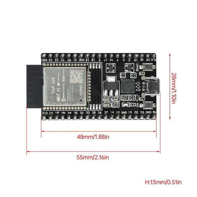 Alt view image 4 of 6 - ESP32-DevKitC-32E Module ESP32 4MB Development Board +Bluetooth-Compatible Micro USB Interface CP2102 Chip