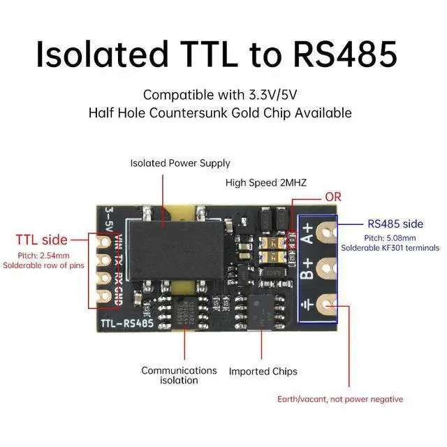 Alt view image 4 of 6 - Isolated TTL to RS485 Level Board Module Serial Automatic Reverse High Speed 2Mbps Electronic Component Kit