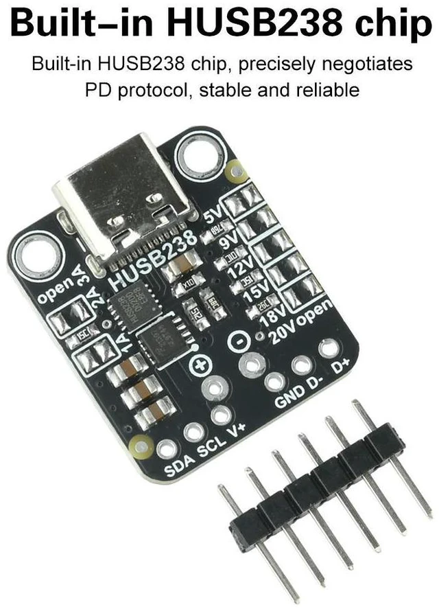 Alt view image 4 of 6 - HUSB238 PD Decoy Trigger Module 5V/9V/12V/15V/18V/20V Adjustment IIC Controller Type-c Interface