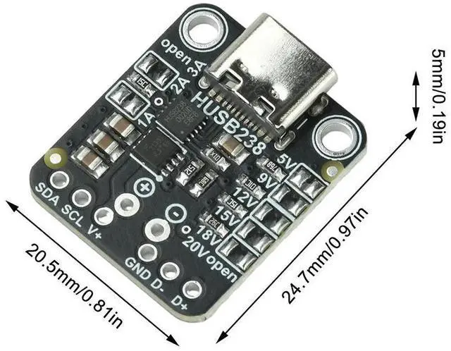 Alt view image 5 of 6 - HUSB238 PD Decoy Trigger Module 5V/9V/12V/15V/18V/20V Adjustment IIC Controller Type-c Interface