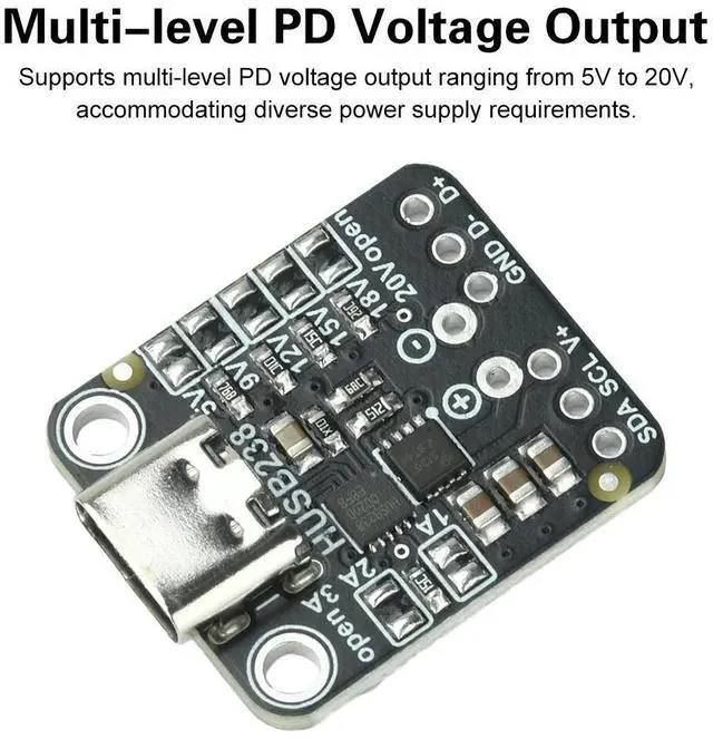 Alt view image 6 of 6 - HUSB238 PD Decoy Trigger Module 5V/9V/12V/15V/18V/20V Adjustment IIC Controller Type-c Interface