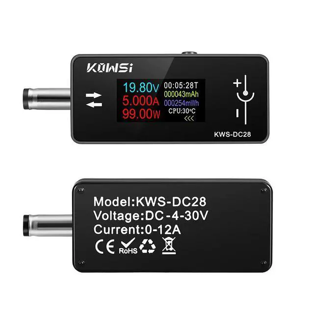 Alt view image 4 of 6 - DC 4~30V 0~12A Voltage Ammeter Power Meter 0.96 inch TFT HD Digital Display DC 5.5*2.5 Interface Tester Electronic Kit