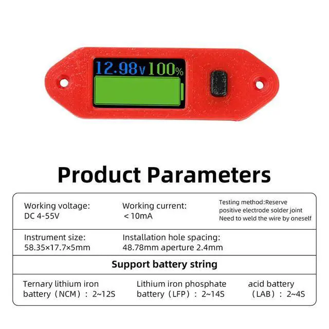Alt view image 5 of 6 - Programmable Voltage Meter Dc 4-55v 0.96 Inch Screen Universal For NCM LFP Electric Tool
