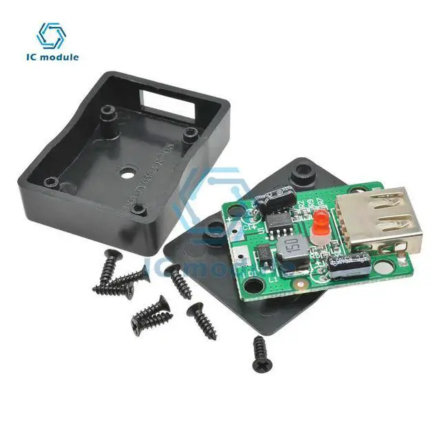 Alt view image 5 of 6 - 5V/2A Step Down Buck Converter Module DC 6 -20V USB Voltage Regulator with Junction Box for DIY Solar Panel Charger