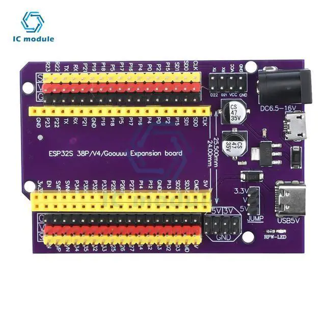 Alt view image 6 of 6 - ESP32 ESP32S Universal Expansion Board Module Development Board Backboard Compatible with 38PIN ESP32 Development Board