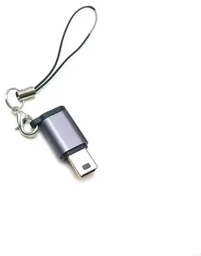Main image of Alloy Type-C Female to Mini USB Male Converter Connector Adapter with Anti-lost Rope Supports Charging & Data Sync