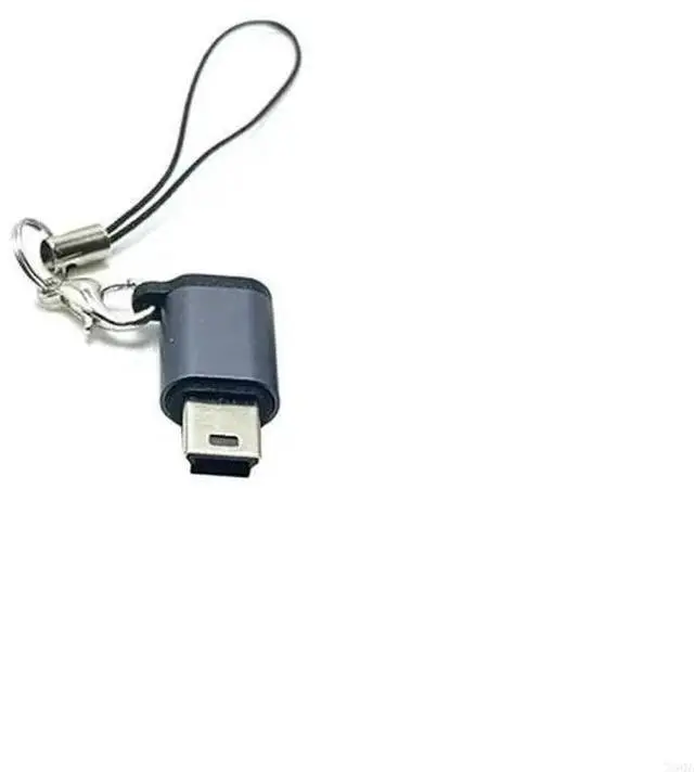 Alt view image 3 of 6 - Alloy Type-C Female to Mini USB Male Converter Connector Adapter with Anti-lost Rope Supports Charging & Data Sync