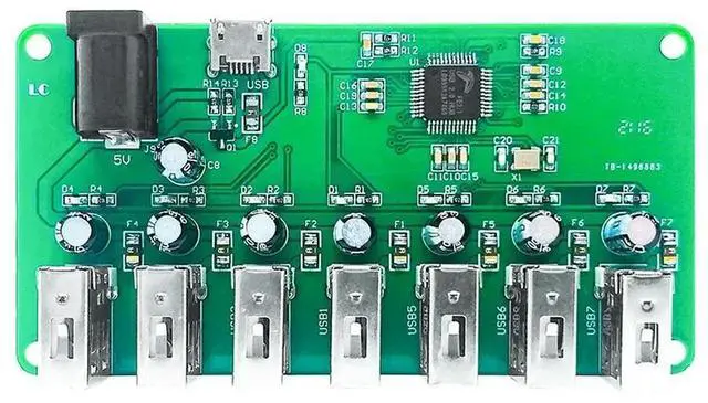 Main image of 1PCS USB 2.0 HUB Module 1 to 7 Port USB Hub Seven Port USB Splitter Module with Power Supply USB 2.0 Expansion