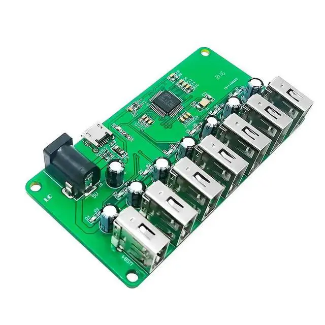 Alt view image 2 of 6 - 1PCS USB 2.0 HUB Module 1 to 7 Port USB Hub Seven Port USB Splitter Module with Power Supply USB 2.0 Expansion