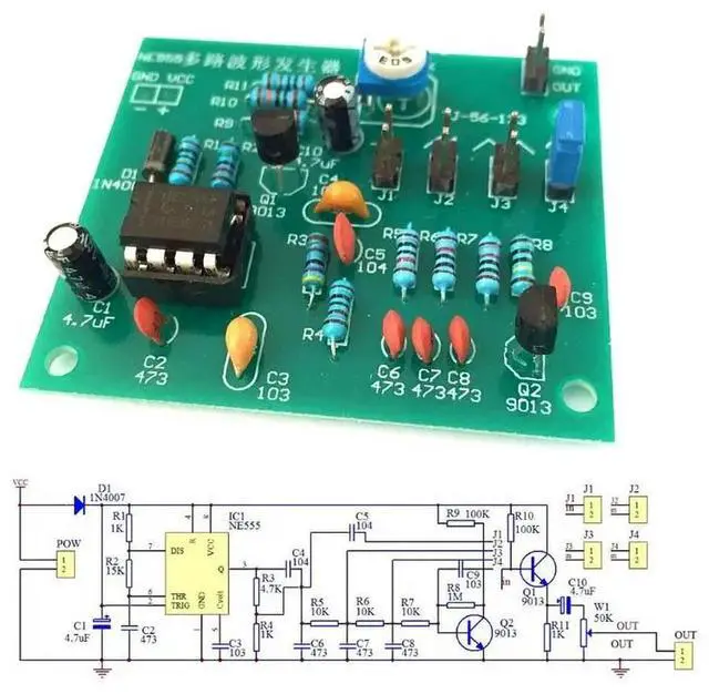 Alt view image 2 of 2 - DC 6-12V NE555 Pulse Generator Module Sine/Triangle/Square Wave generator multi-channel Waveform Signal Generator DIY Kit