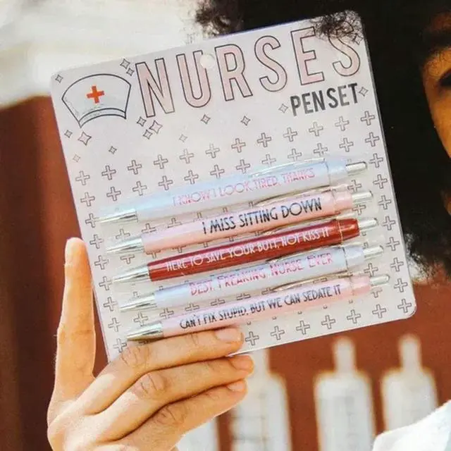 Alt view image 3 of 6 - 2025 5Pc Funny Nurse Pens Set Inspirational Ballpoint Pen,Novelty Pen Set Novelty Pen Stationery Supplies for Student Doctor