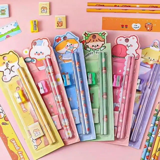 Alt view image 2 of 6 - Childrens Cartoon Design Pencils Non Break Materials With Eraser Sharpener
