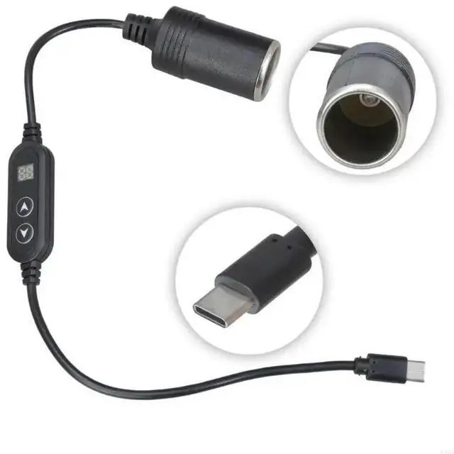Main image of Voltages Regulator Cable USB C to Car Cigarettes Socket for Home Outdoor Use