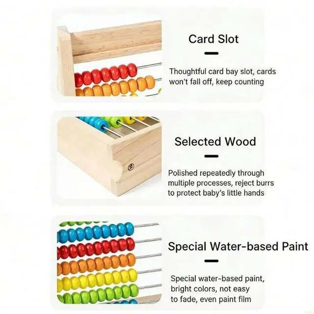 Main image of Children Wooden Abacus Math Counting Toy With Number Cards Math Operations Table For Kids Preschooler Early Education