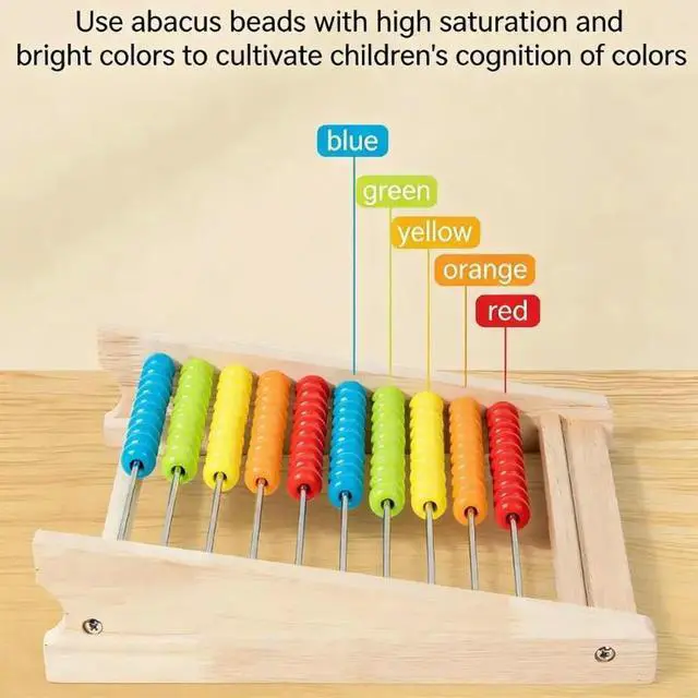 Alt view image 2 of 6 - Children Wooden Abacus Math Counting Toy With Number Cards Math Operations Table For Kids Preschooler Early Education