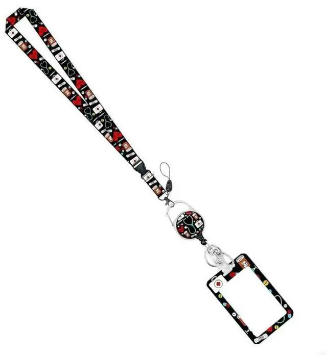 Alt view image 3 of 6 - Retractable Lanyard Badge Holder Name Card Holder with Lanyards Retractable Reels Clip Retractable Keychain Badge Holder
