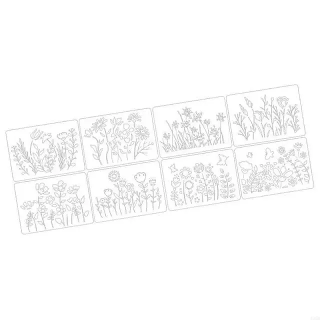 Alt view image 2 of 6 - 8Pieces Precisions Cut Stencils Set Hollow Out Drawing Templates Suitable For Bulletin Boards And Creative Journals
