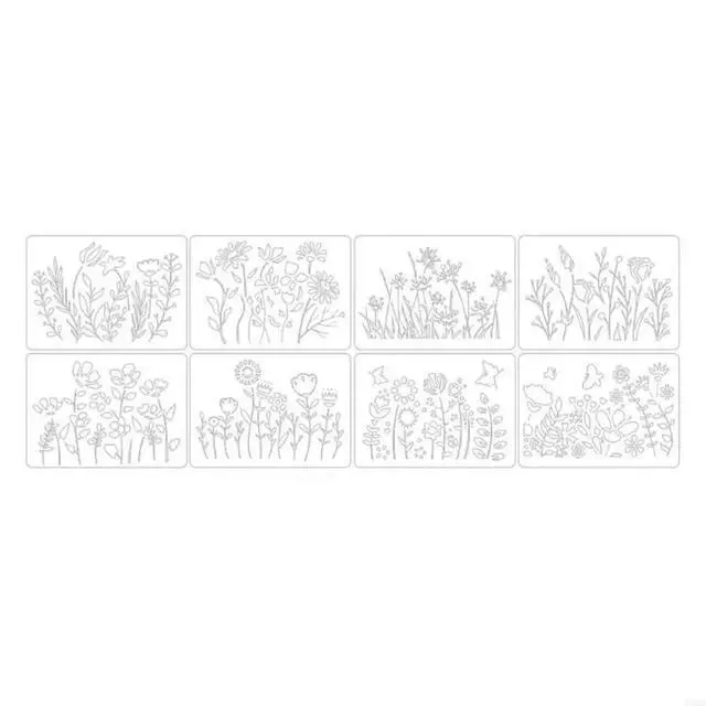 Alt view image 3 of 6 - 8Pieces Precisions Cut Stencils Set Hollow Out Drawing Templates Suitable For Bulletin Boards And Creative Journals